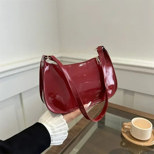Glossy Elegance™ Women's Patent Leather Handbag