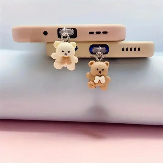 Mobile phone dust plug pendant with teddy bear accessory decoration