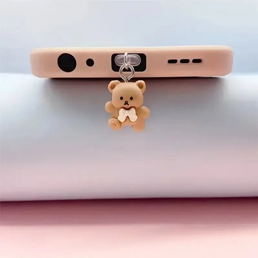Mobile phone dust plug pendant with teddy bear accessory decoration