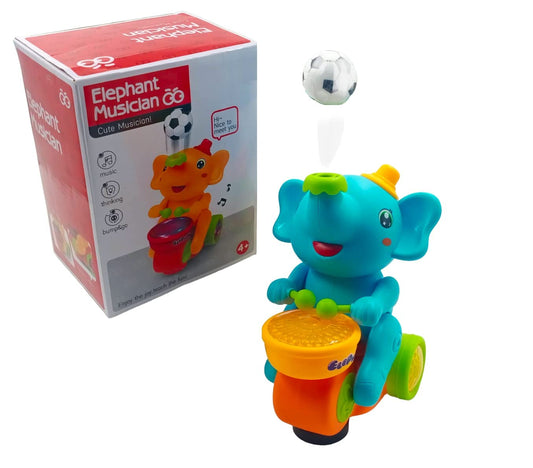 Musical Elephant Toy with Light-Up Drum & Blowing Balls