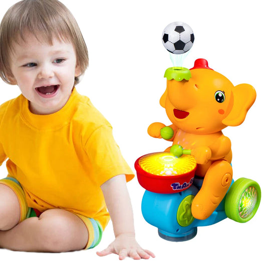 Musical Elephant Toy with Light-Up Drum & Blowing Balls